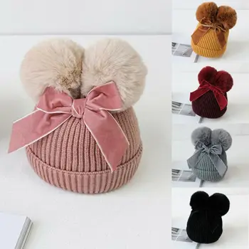 

Pudcoco Toddlers Kids Pompom Beanie Infant Baby Slouchy Knitted Hat Winter Bobble Cap