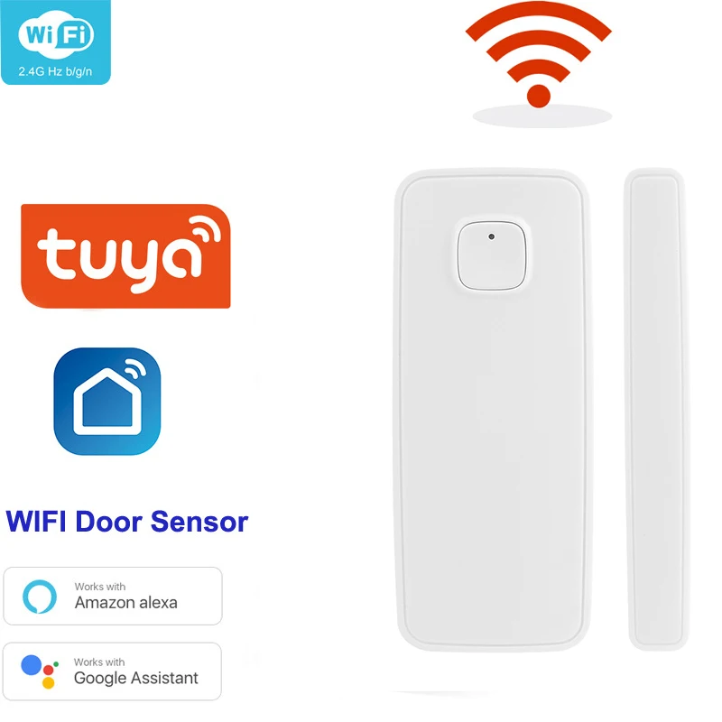 Sensor de puerta inteligente Tuya con WIFI, alarma de ventana cerrada abierta, Detector de seguridad para el hogar, aplicación Smart Life, antirrobo, compatible con Alexa y Google