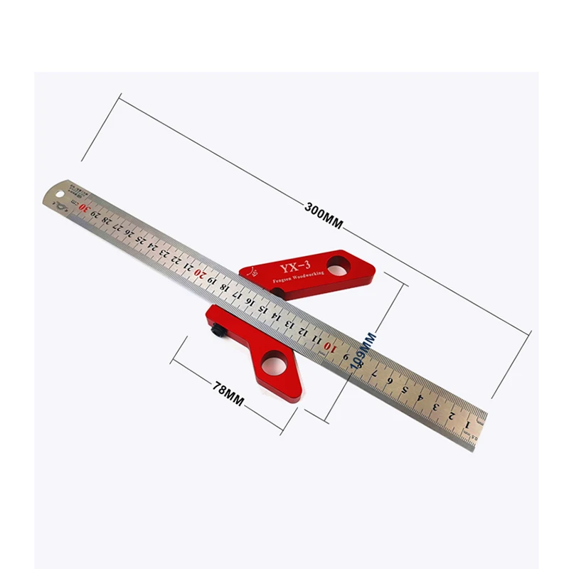 Woodworking Center Scribe 45 Degree Angle Line Gauge Wood Ruled Carpenter Ruler Gauge Square Center Scribe