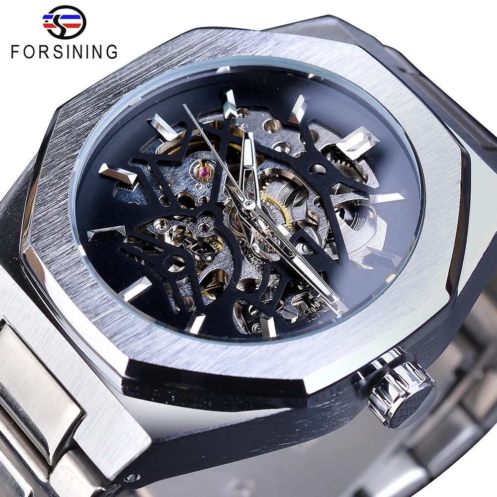 GMT1174-6 Forsining Новое поступление Автоматические механические деловые часы Montre Homme водонепроницаемые часы из нержавеющей стали со скелетонным циферблатом Лидирующий бренд роскошные часы - Цвет: GMT1174-6