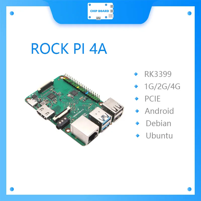 Rock Pi 4A V1.4 Rockchip Board Cortex Six Core Sbc/Single Computer Compatibile Con Display Raspberry Ufficiale
