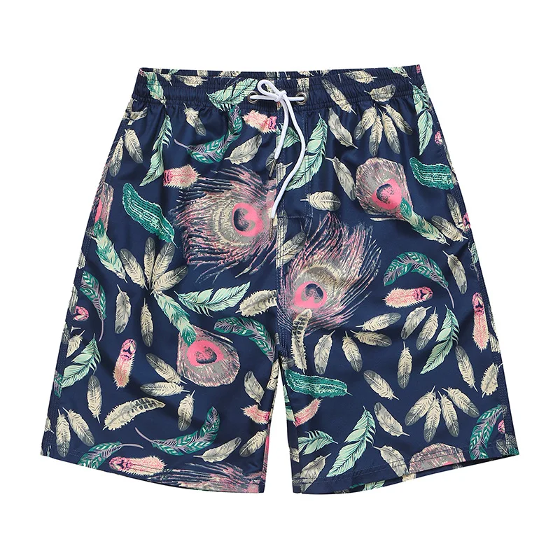 Quick Dry Swimming beach Shorts For Mens leaf print Swimwear Male