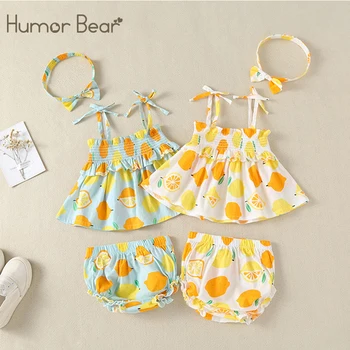 

Humor Bear 2020 Summer Baby Clothes Brand New Fashion Cute Fruit Suspender Dress +Briefs+Head Rope ToddlerGirls Clothing