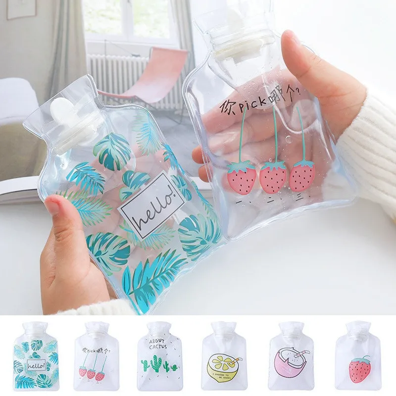 

Hifuar Cute Hot Water Bottles Mini Transparent PVC Hand Warm Water Bottle Portable Leakproof Hand Warmer Heat Therapy Bottle