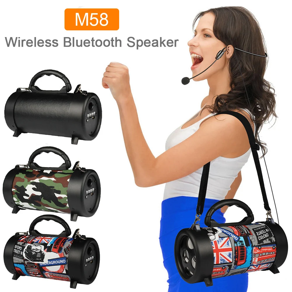 M58 Беспроводной Bluetooth Динамик 1200mAh на открытом воздухе Портативный сабвуфер