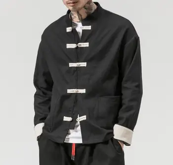 

Sinicism Store Man Windbreaker Mens Casual Pocket Black Jacket Male Harajuku Button Retro Fashions Jacket