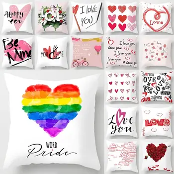 

45x45cm Happy Valentine's Day Polyester Throw Pillow Case Sofa Waist Cushion Cover Home Living Room Pillowcase