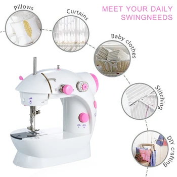 

Mini Sewing Machine Adjustable 2-Speed Double Thread Portable Electric Household Multifunction Sewing Machin with Lights