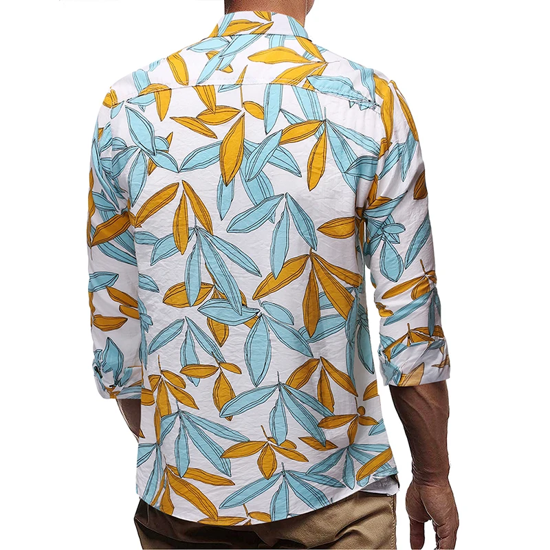 Miicoopie Fashion Mens Hawaiian Shirt Street Wear Floral Print Short Sleeve Shirt Summer Beach Style Holiday Casual Shirt