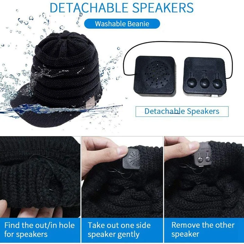 Bluetooth утка язык вязаная шапка, беспроводная бейсбольная шапка для наушников Уличная Повседневная шляпа унисекс серая черная Bluetooth шапка