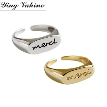 

ying Vahine 100% 925 Sterling Silver "merci" Open Rings for Women