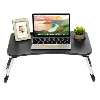 

Portable Foldable Adjustable Laptop Table Bed Notebook Stand with Card Slot Non-slip Mat Small Folding Ergonomic Desk 60x40cm
