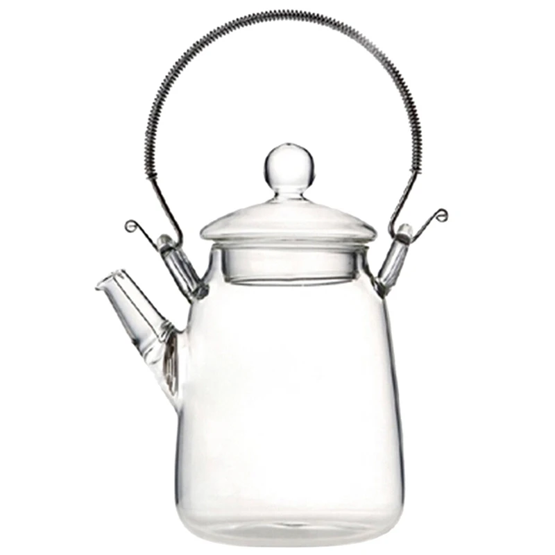 

Elegant Glass Teapot Handle Heat Resistant For Blooming Oolong Black Tea 350ml clear