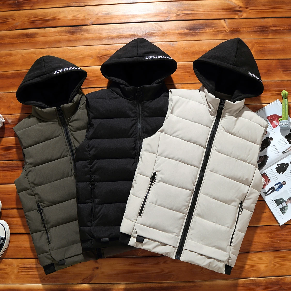 Мужская жилетка с капюшоном новинка 2019 Осень зима теплая безрукавка мужская