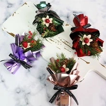 Мини-букет сушеных цветов, сосновый конус, цветок на День святого Валентина, рождественский подарок, украшение дома, свадебные аксессуары