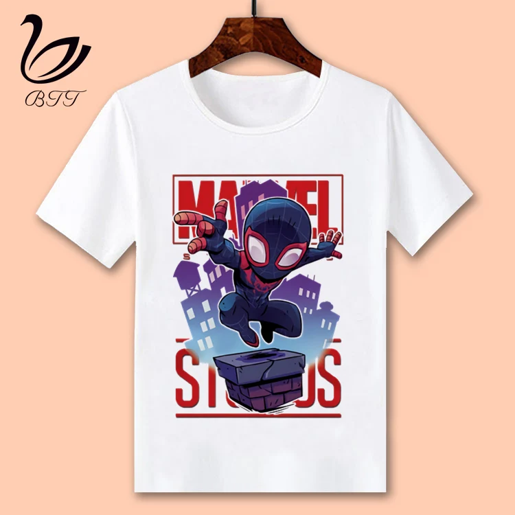 WhiteI Новая детская футболка с персонажами из мультфильмов «Мстители Marvel», «Железный человек», «Капитан Америка», «Человек-паук» забавная футболка для мальчиков и девочек детская одежда - Color: WhiteI