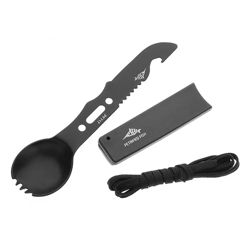 

Camping Tool urvival Kit Cookware Spoon Fork Bottle Opener Portable Multifunctional Safety & Survival Durable Stainless Steel