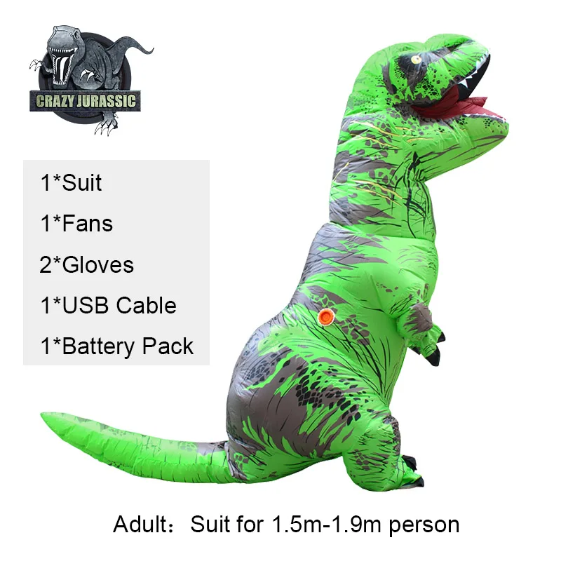 Adult Light Green Надувной костюм динозавра для взрослых и детей, карнавальные костюмы дракона, костюм T REX, одежда, костюмы на Хэллоуин для женщин и мужчин, вечерние - Цвет: Adult Light Green