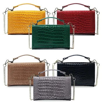 

Crocodile Pattern Bright Face Women's Handbag Chain Bar Single Shoulder Slant Span Multi-functional Long Wallet