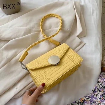 

[BXX] Crocodile Pattern PU Leather Crossbody Bags For Women 2020 Summer Elegant Shoulder Handbags and Purses Mini Totes HN367