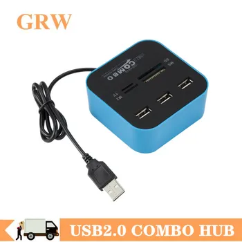 

USB HUB 2.0 3 Ports tf Micro SD Card Reader Slot USB Combo HUB Multi Ports All In One USB HUB Adapter Cable For Laptop Computer