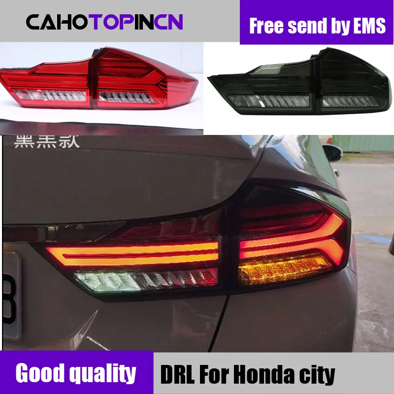 

Автостайлинг, задние фонари для Honda City 2014-2018, светодиодные задние фонари, противотуманные фары, задние фонари DRL, тормоз, парк, сигнальные огни