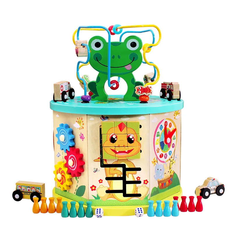 

Children Early Childhood Educational Frog Multi-functional Bead-stringing Toy Treasure Chest Aeroplane Chess Calculation Frame F