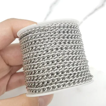 

1m/lot Stainless Steel Curb Cuban Link Chain Necklace Bracelet Punk Basic Chain For DIY Jewelry Making Accessories