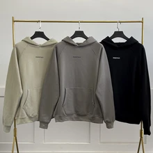 Fw21 outono inverno jerry lorenzo moda marca essentials peito logotipo com capuz camisola de pelúcia unisex solto moletom com capuz