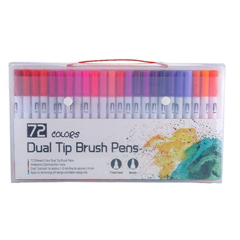 

72Colors Marker Liner Drawing Watercolor Marker Pens Twin Head Brush Pen Painting Art Supplies