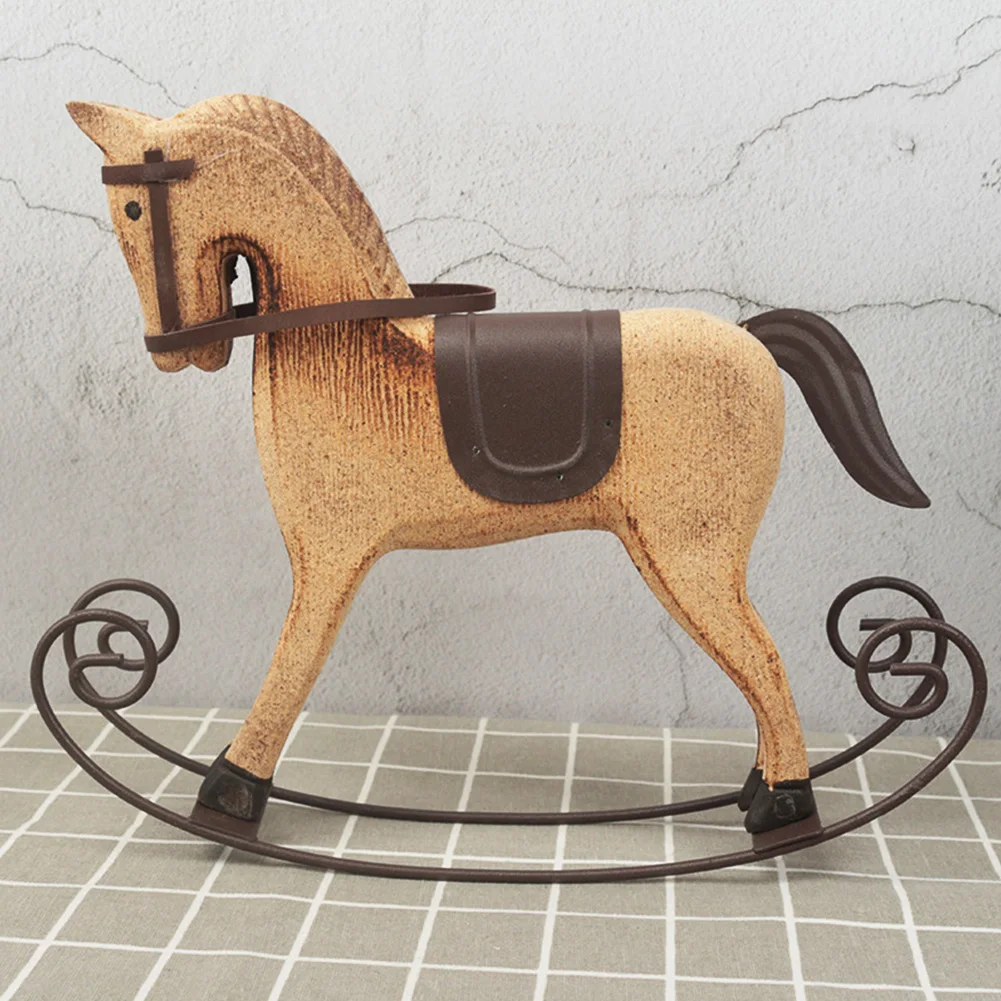 

Gifts Living Room Home Table Decoration Office DIY Statue Desktop Ornament Retro Vintage Wooden Horse Figurine Crafts