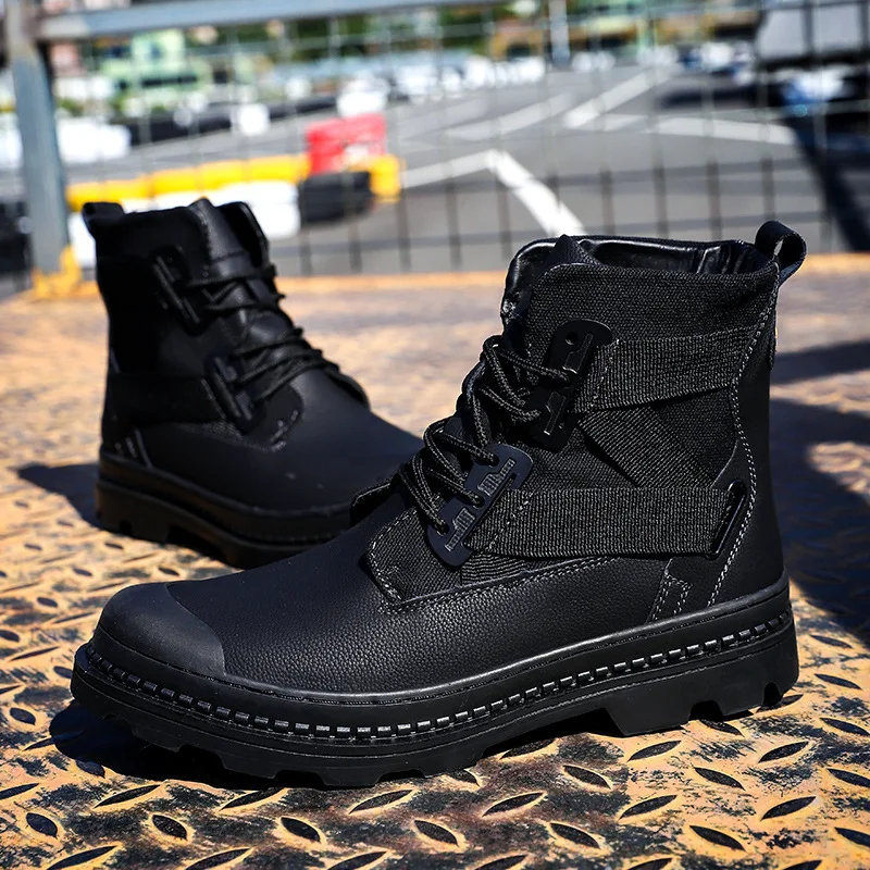 

Large Size 454647 Martin Boots Men's Cool Short Boots Casual Men's Boot British Style plus Velvet Man's Leather Boots