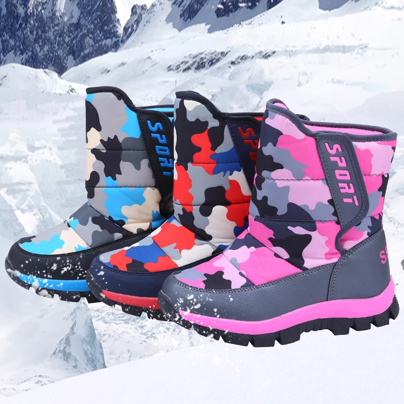 

-30 degree Russia winter warm baby shoes , fashion Waterproof children's shoes , girls boys snow boots kids shoes rainboots 36