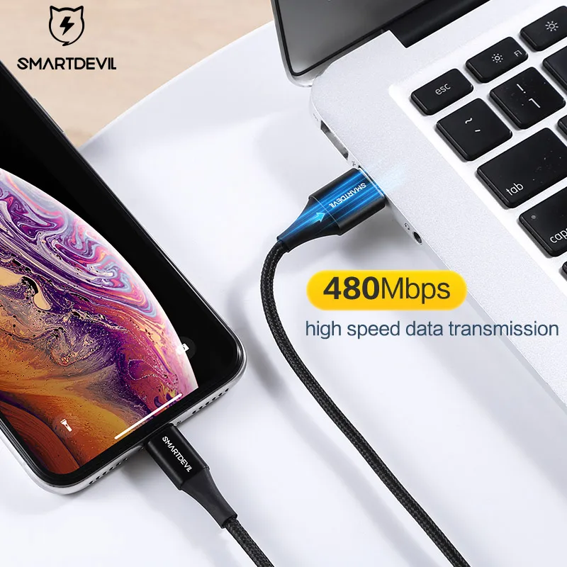 USB кабель SmartDevil MFi для iPhone 12 Pro Xs Max 7 8 Plus быстрая зарядка Apple Lightning передачи данных