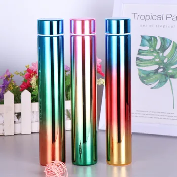 

6 Colors Slim Colorful Vacuum Cup Gradient Color Stainless Steel Boys Girls Thermo Direct Drinking Cup HFing