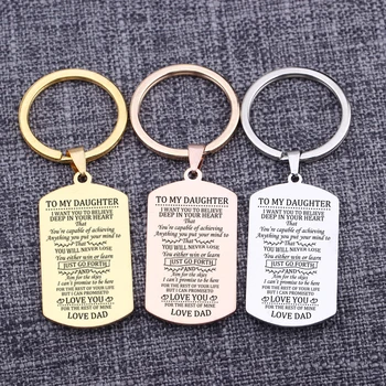 

Keyring Inscription To My Daughter Pendants Present Porte Clef Keepsake Llaveros From Dad Women Girl Birthday Gift Dog Tag