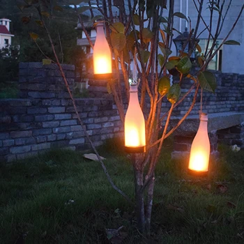 

Solar light outdoors LED wine bottle flame hanging lamp lantern waterproof garden garden park corridor lawn decorative 1/3 pcs
