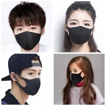 

2pcs Black Mouth Mask Breathable Unisex Sponge Face Mask Reusable Anti Pollution Face Shield Wind Proof Mouth Cover