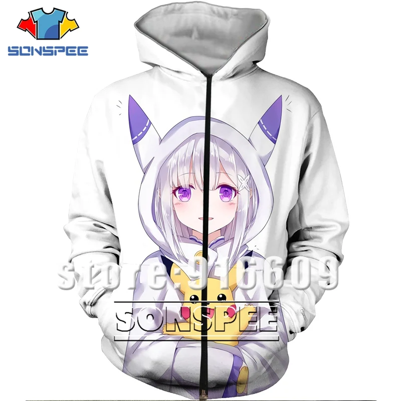 Куртка унисекс с забавным 3D принтом Re:zero Twin maid Ram худи Rem пуловер свитшот аниме