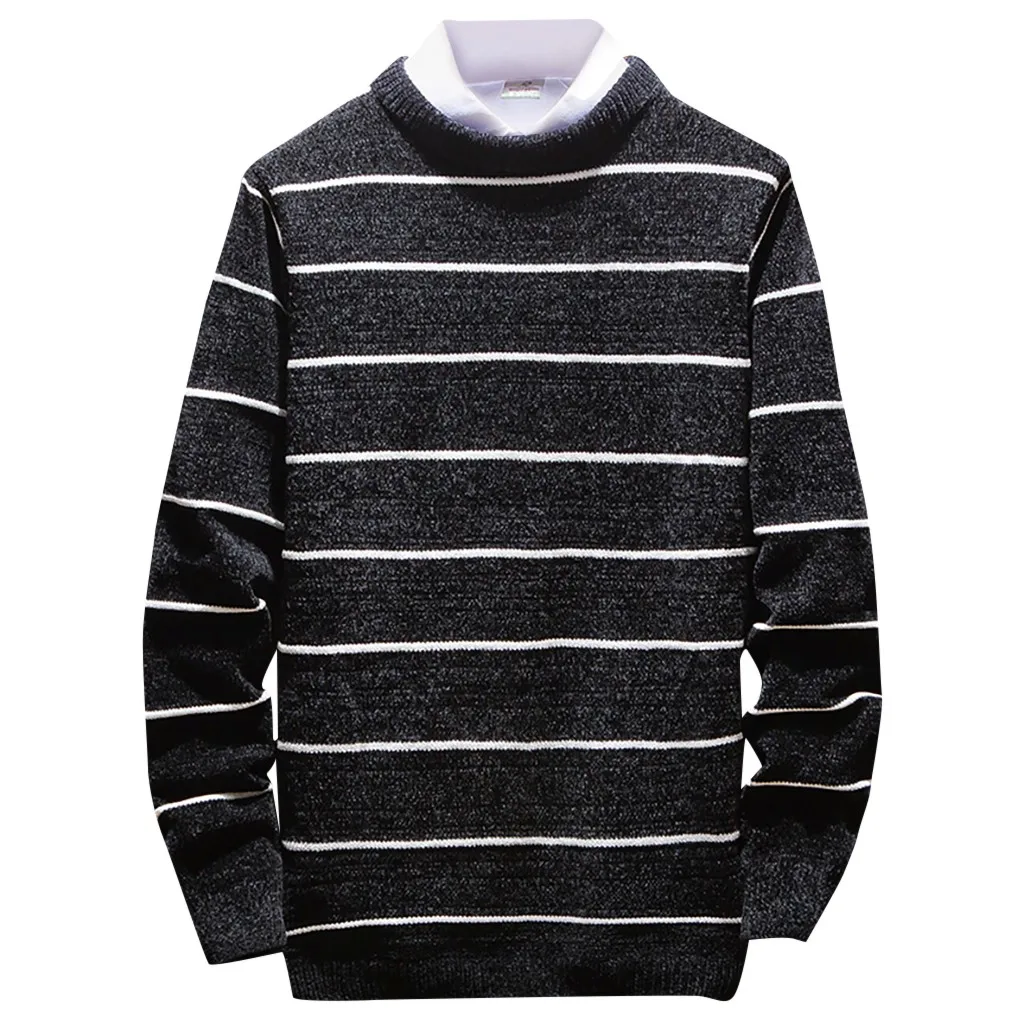 Men's New Autumn Winter Casual Long Sleeve Knitting Sweaters Tops Blouse Casual Tops Knitted Sweater Long Striped Malesweater