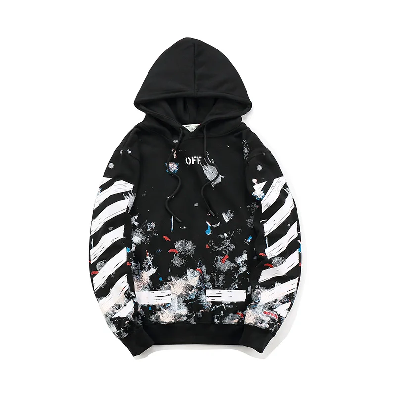 

Street OFF WHITE- thin sweater twill print skateboard hip-hop men and women hooded sweater hoody jacket