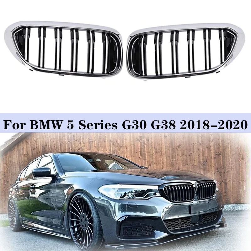 

Front Racing Kidney Grille for Bmw New 5 Series G30 G38 Performance Bumper 2 Slat Grill Chrome+Black 2018-2020