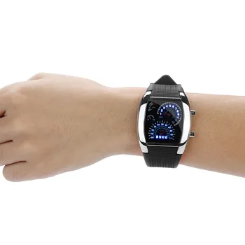 

LED Light Flash Turbo Speedometer Sports Car Dial Meter WatchBrand Digital Multi Function Electronic Casual Clock Wristwatch