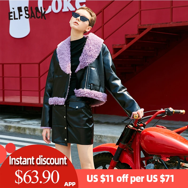 5054.97 руб. 49% СКИДКА|Эльф мешок карман гранж куртки женские пальто из искусственной кожи 2019 зима локомотив отложной воротник Повседневная женская верхняя одежда-in Искусственный мех from Женская одежда on Aliexpress.com | Alibaba Group