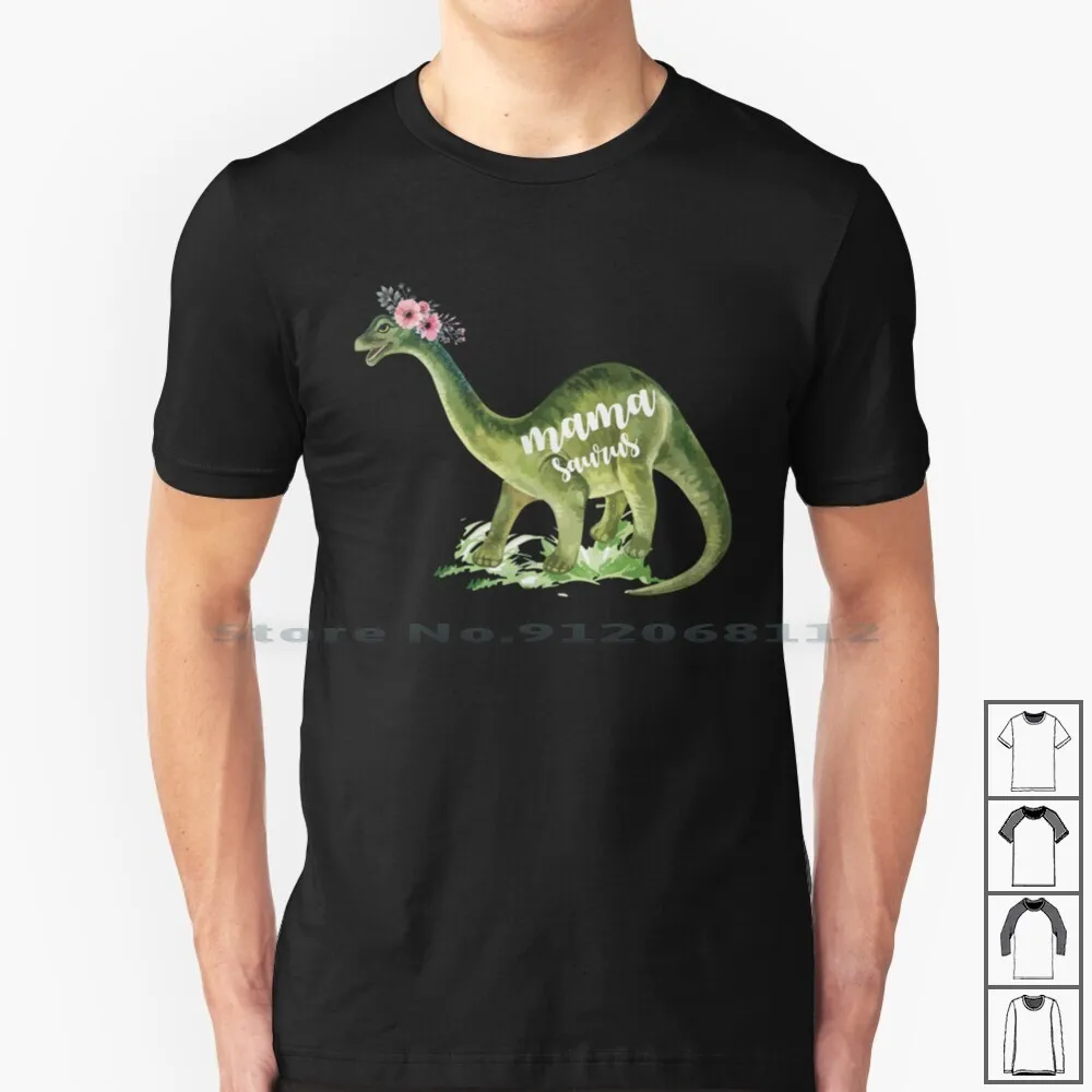 Mama Saurus Dinosaur Graphics Art T Shirt 100% Cotone Mama Saurus Mamasaurus Rex Baby Saurus Muslimah Babysaurus Mama