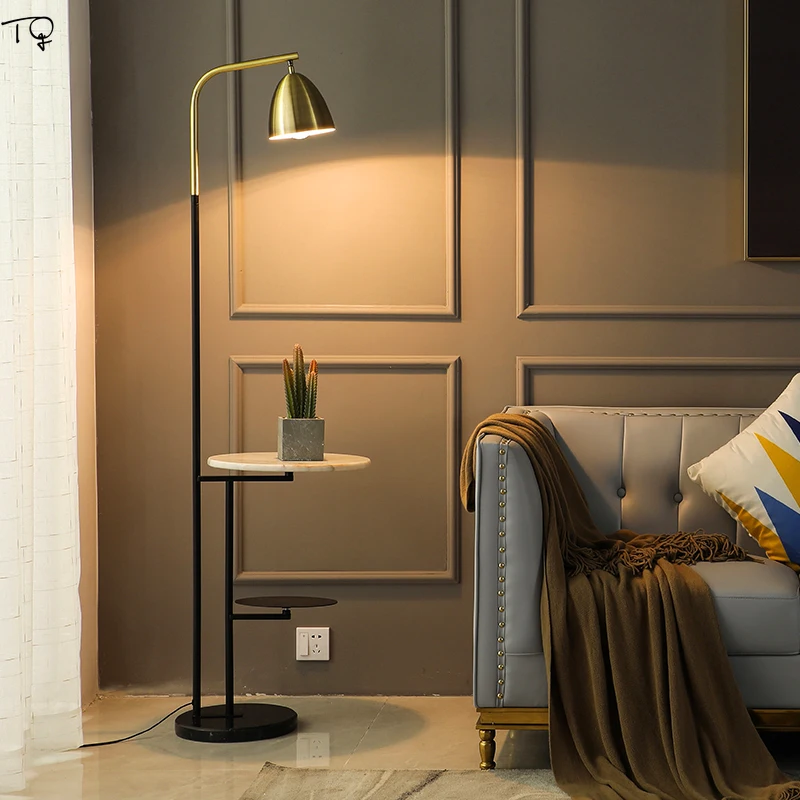 Nordic Ins Simple Post-modern Led Floor Lamp Creative Warm Marble Light Bedside Led Standing Lamp Tea Table Living Room Bedroom