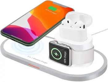 

3-in-1 Wireless Charger for Apple iWatch 1/2/3/4 Charging Station Dock Holder Travel Fast Charging For AirPods iPhone 11/11 Pro