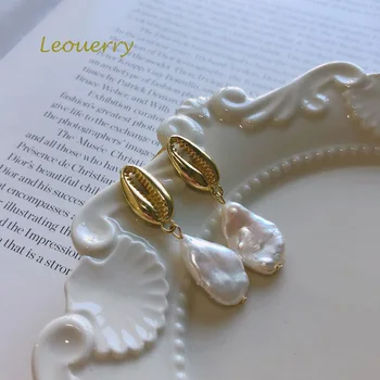

Leouerry 925 Sterling Silver Natural Baroque Pearl Earring Elegant Gold Shell Stud Earrings for Women Luxury Silver 925 Jewelry