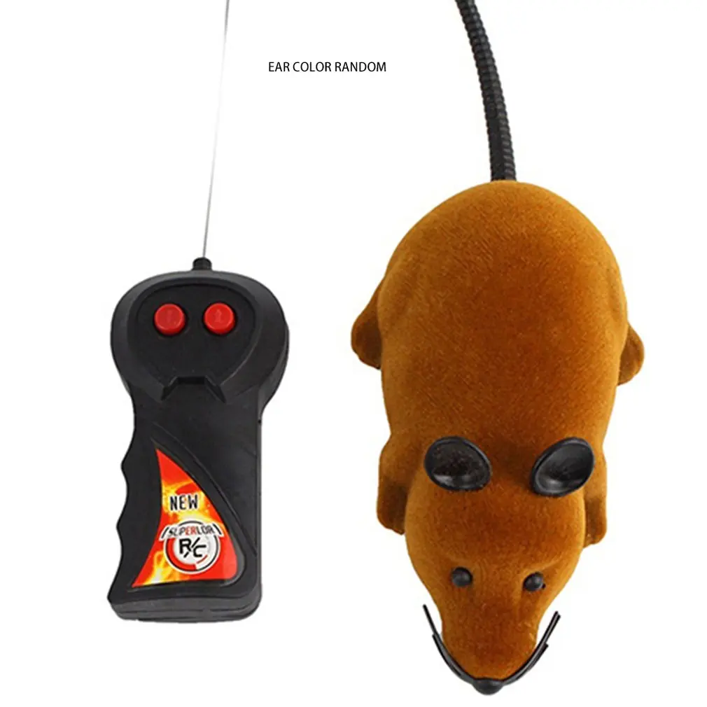 Pet Electric Toy Fluffy Mouse Toy Simulation Wireless Remote Control Mouse Electric Tricky Toy Flocking Mouse - Цвет: Темный хаки