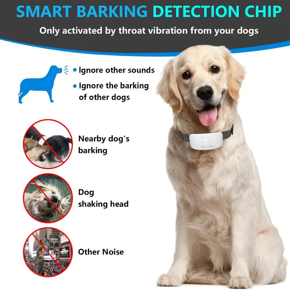 Anti Bark Dog Collar IP67 Electric Shock Vibration Beep No Barking